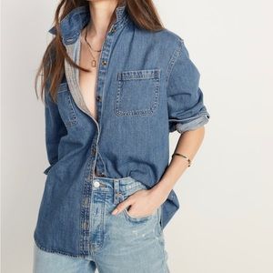 Old Navy Boyfriend Shirt, Denim, M Tall